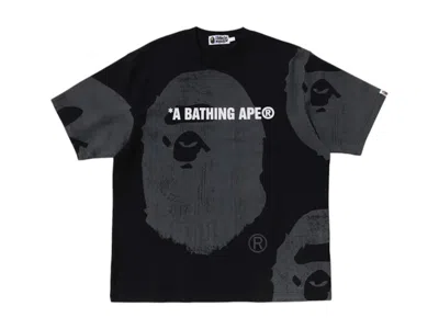 Pre-owned Bape Water Print Ape Head Relaxed Fit Tee Shirt In Black