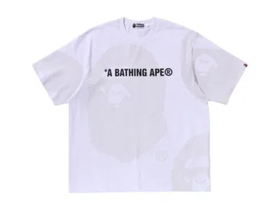 Pre-owned Bape Water Print Ape Head Relaxed Fit Tee Shirt In White
