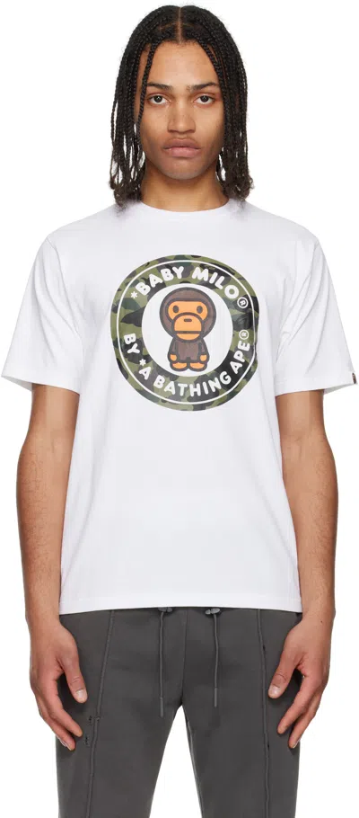 Bape White 1st Camo Milo Busy Works T-shirt In Wh0