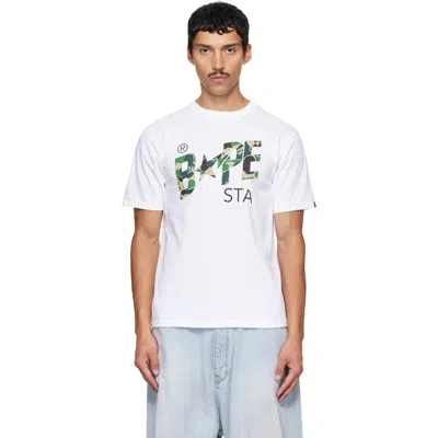 Bape White Abc Camo ' Sta' T-shirt