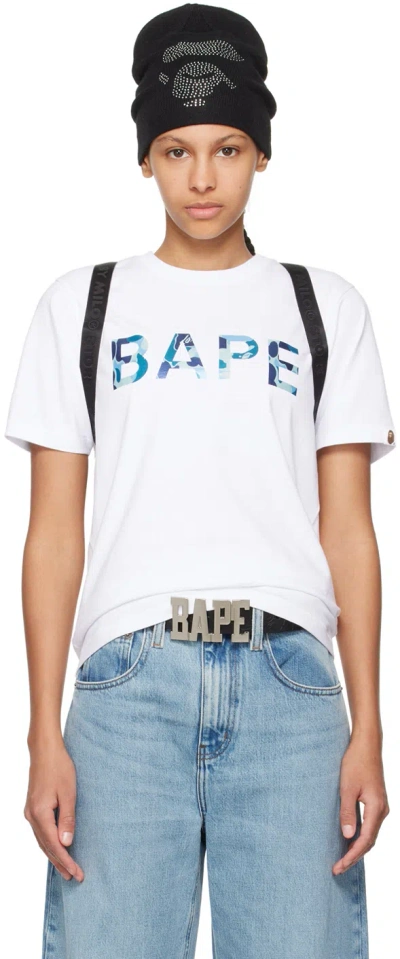 Bape White Abc Camo Glitter T-shirt In White X Blue