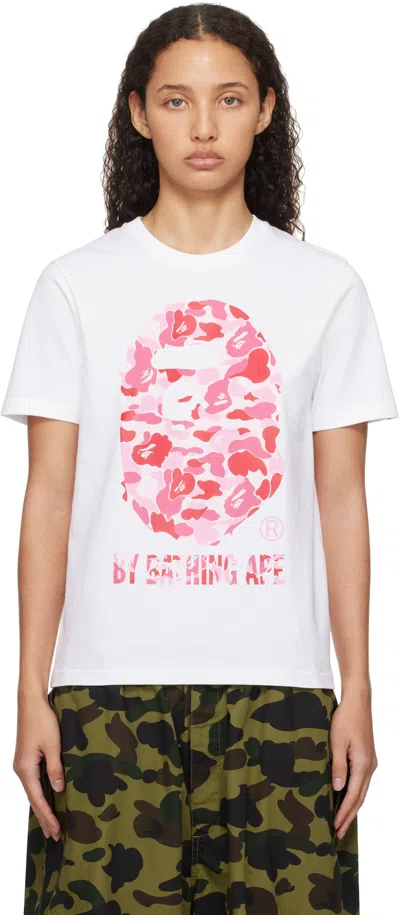 Bape White Abc Camo T-shirt In White X Pink