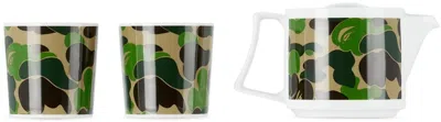 Bape White Abc Camo Tea Pot Set In Green