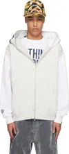 Bape White & Gray Shark Full Zip #1 Hoodie In Gra-gray
