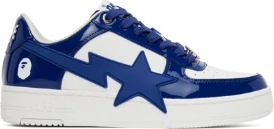 Bape White & Navy  Sta Os #3 Sneakers In Nya