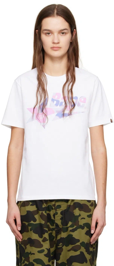 Bape White & Purple Liquid Camo ' Sta' T-shirt In White X Purple