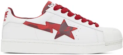 Bape White & Red Skull Sta Sneakers
