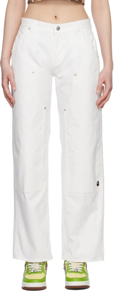 Bape White Ape Head One Point Trousers
