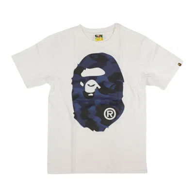 Bape White Blue Camo Logo Short Sleeve T-shirt