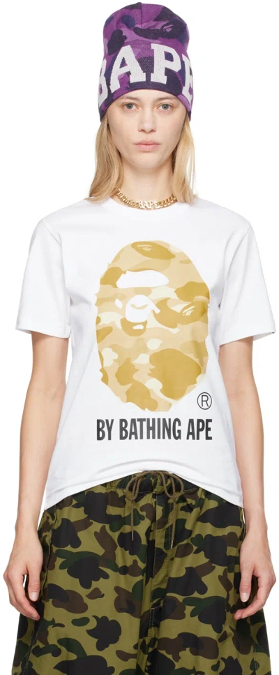 Bape White Color Camo By Bathing Ape T-shirt In White X Yellow