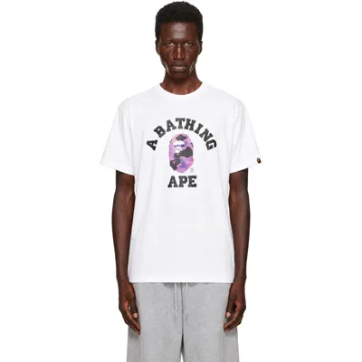 Bape White Color Camo College T-shirt