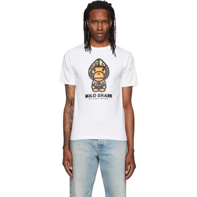 Bape White Color Camo 'milo Shark' Fzh T-shirt In Whitexbrown 10690153