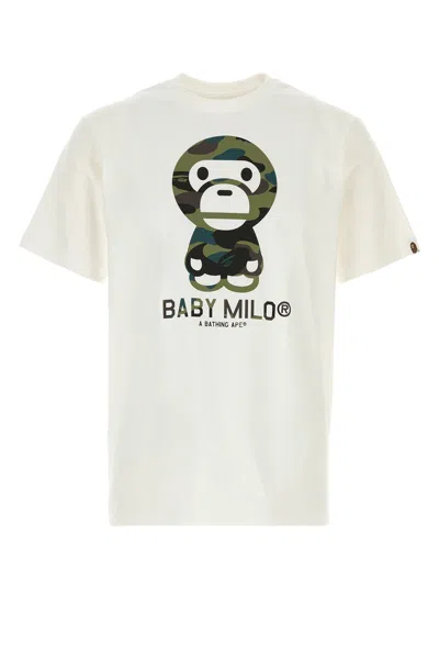 Bape White Cotton 1st Camp Baby Milo T-shirt In Multi