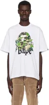 Bape White Flora Big Ape Head Relaxed Fit T-shirt In White