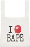 Bape White 'i Love ' Tote In White