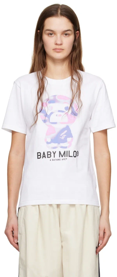 Bape White Liquid Camo Baby Milo T-shirt In White X Purple