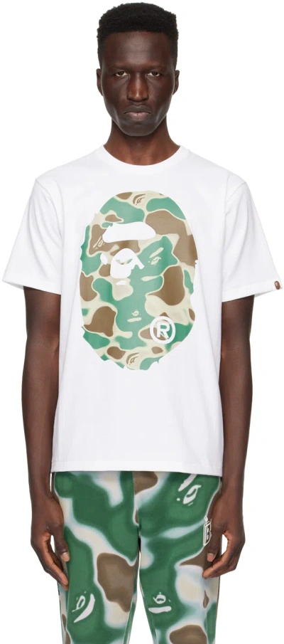 Bape White Liquid Camo Big Ape Head T-shirt