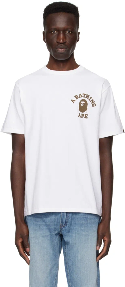 Bape White Liquid Camo College Ats T-shirt