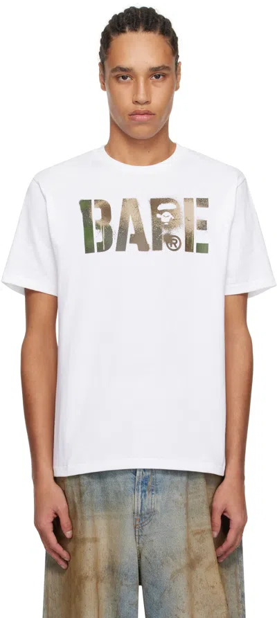 Bape White Map Camo Stencil '' Logo T-shirt In Wh0