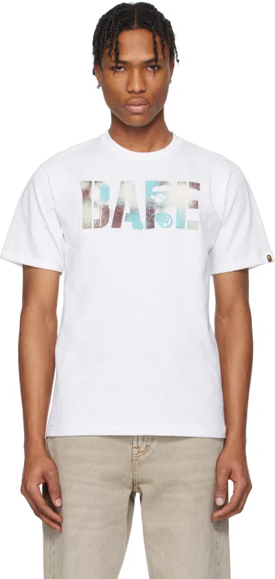Bape White Map Camo Stencil '' Logo T-shirt In Whn-