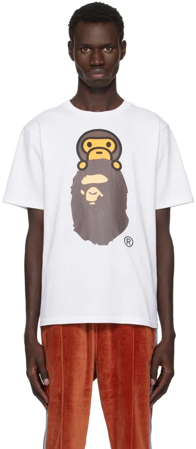 Bape White Milo On Ape Head T-shirt