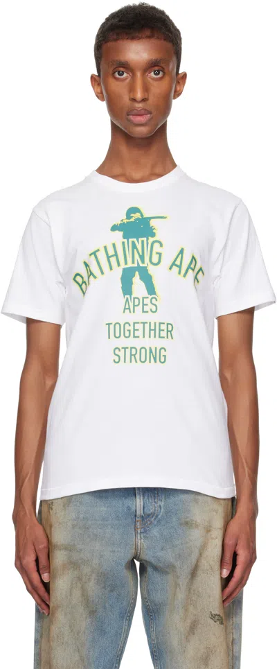 Bape White Printed Soldier 'ats' T-shirt