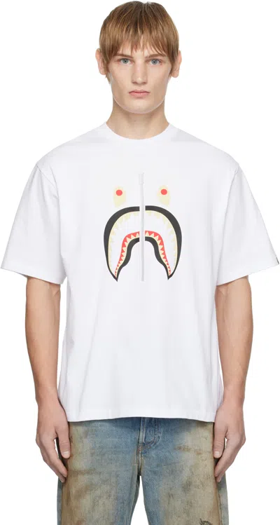 Bape White Shark China T-shirt In Wht