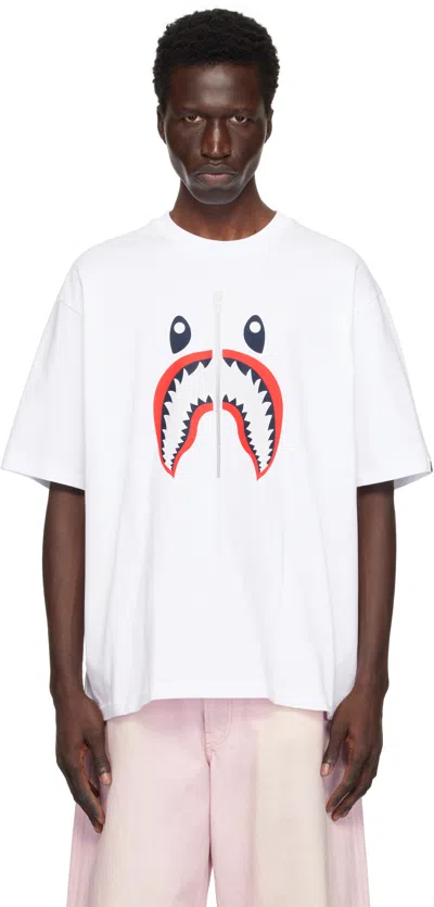 Bape White Shark France T-shirt In Wht