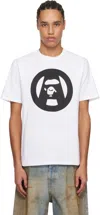 Bape White Stencil Circle Ape Face T-shirt In Wht-white