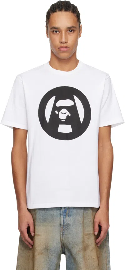 Bape White Stencil Circle Ape Face T-shirt In Wht-white