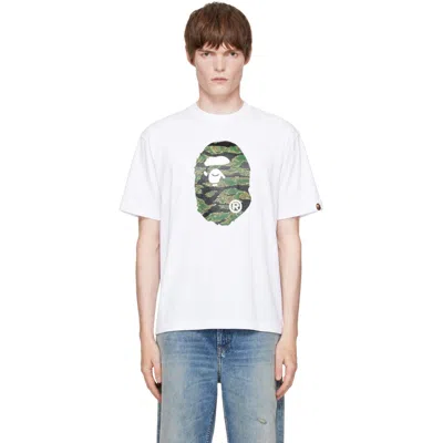 Bape White Tiger Camo Ape Head T-shirt