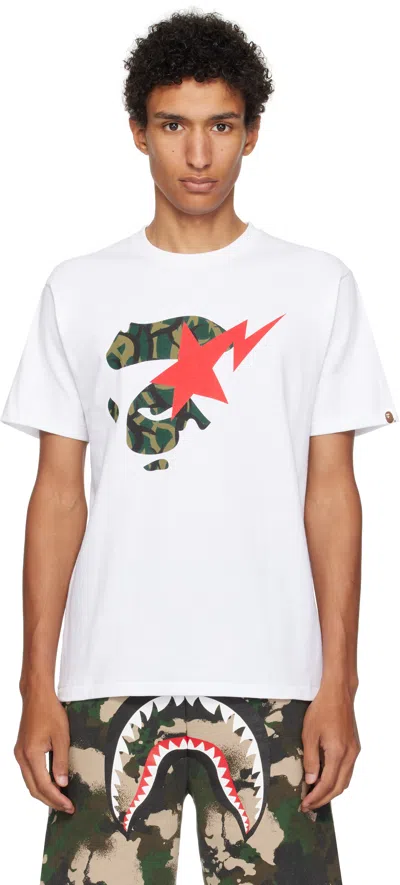 Bape White Trial Camo Ape Face Sta T-shirt