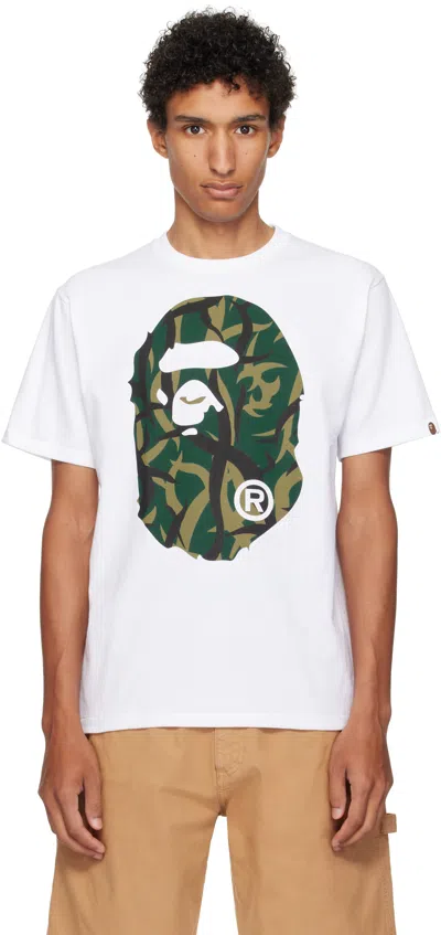 Bape White Trial Camo Big Ape Head T-shirt