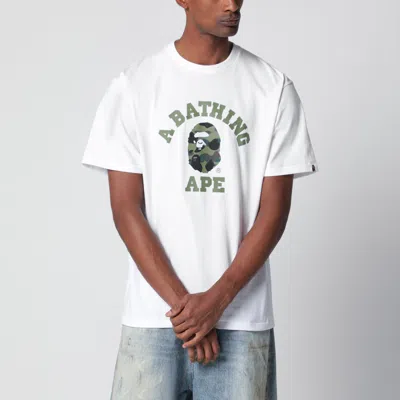 Bape White T-shirt With Logo Print In Animal Print