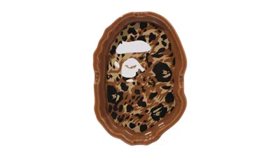 Pre-owned Bape Wild Leopard Pattern Ape Head Ashtray In Beige In Sand
