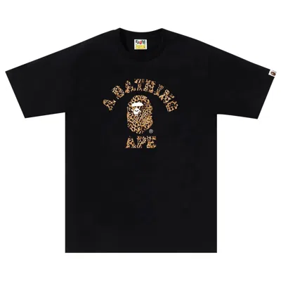 Pre-owned Bape Wild Leopard Pattern College Tee 'black/beige' | Men's Size S