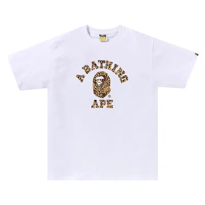 Pre-owned Bape Wild Leopard Pattern College Tee 'white/beige' | Men's Size Xl