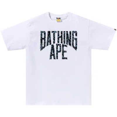 Pre-owned Bape Wild Leopard Pattern Nyc Logo Tee 'white/navy' | Men's Size Xl