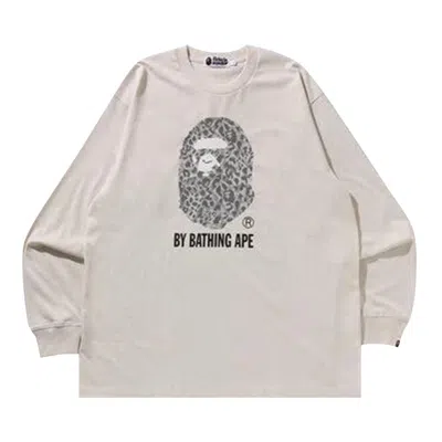 Pre-owned Bape Wild Leopard Pattern Relaxed Fit Long-sleeve Tee 'ivory' | Cream | Men's Size L In White