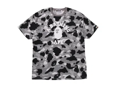Pre-owned Bape Women's 1st Camo College Oversized Tee Shirt In Grey