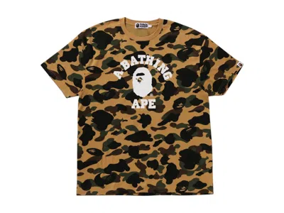 Pre-owned Bape Women's 1st Camo College Oversized Tee Shirt In Yellow