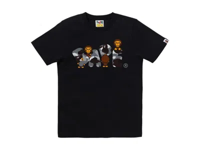 Pre-owned Bape Women's 1st Camo Milo  Logo Tee Shirt In Black/grey
