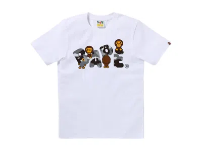 Pre-owned Bape Women's 1st Camo Milo  Logo Tee Shirt In White/grey
