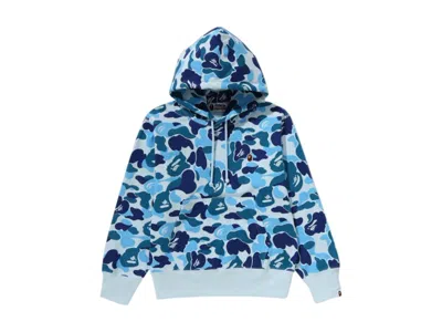 Pre-owned Bape Women's Abc Camo One Point Pullover Hoodie In Blue
