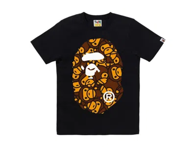 Pre-owned Bape Women's All Baby Milo Big Ape Head Tee Shirt In Black