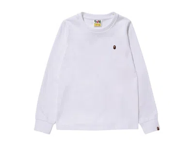 Pre-owned Bape Women's Ape Head One Point Long Sleeve Tee Shirt In White