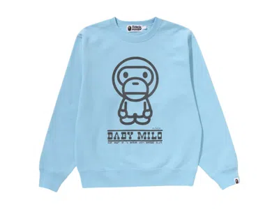 Pre-owned Bape Women's Baby Milo Crewneck Sweatshirt In Sax