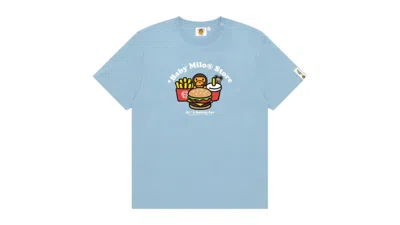 Pre-owned Bape Women's Baby Milo Fast Food Tee Shirt In Sky Blue