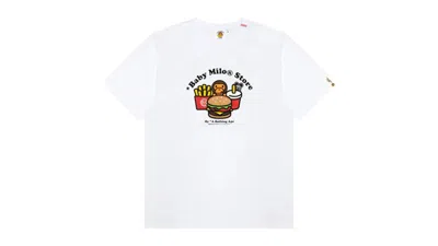 Pre-owned Bape Women's Baby Milo Fast Food Tee Shirt In White