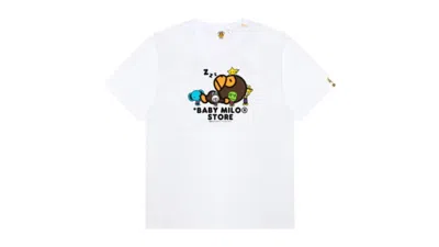 Pre-owned Bape Women's Baby Milo Graphic Print Iii Tee Shirt (ss25) In White